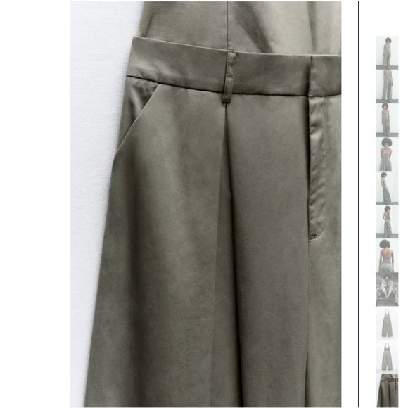 NWT ZARA FULL LENGTH GABARDINE JUMPSUIT DARK KHAKI - Picture 8 of 9